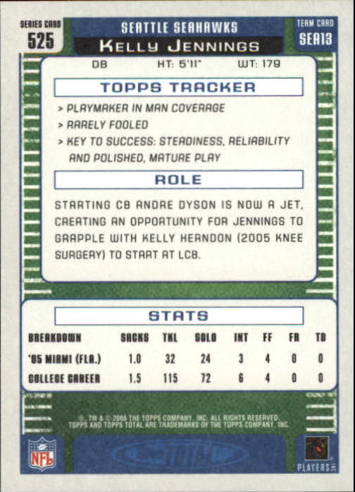 B1210- 2006 Topps Total FB Cards 401-556 +Inserts -You Pick- 15+ FREE US SHIP - Picture 217 of 336