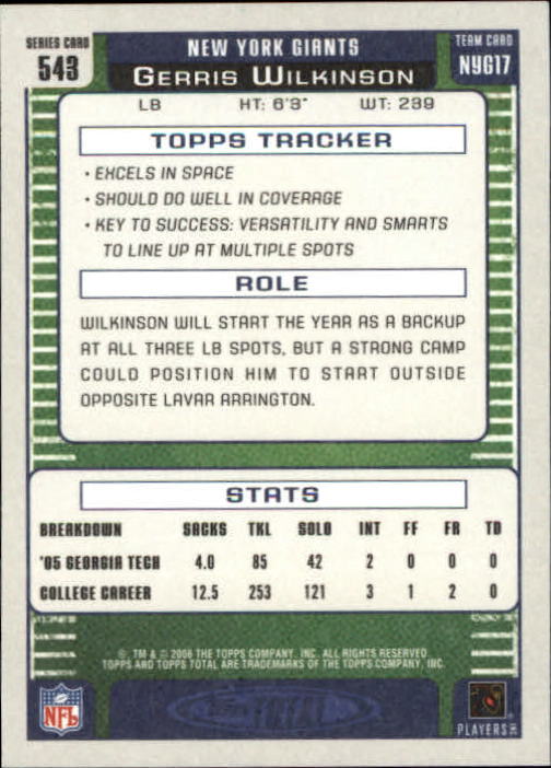B1210- 2006 Topps Total FB Cards 401-556 +Inserts -You Pick- 15+ FREE US SHIP - Picture 240 of 336