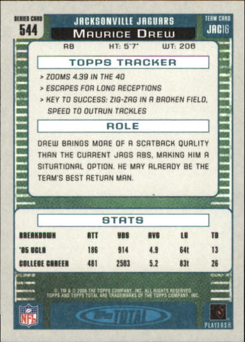 B1210- 2006 Topps Total FB Cards 401-556 +Inserts -You Pick- 15+ FREE US SHIP - Picture 242 of 336