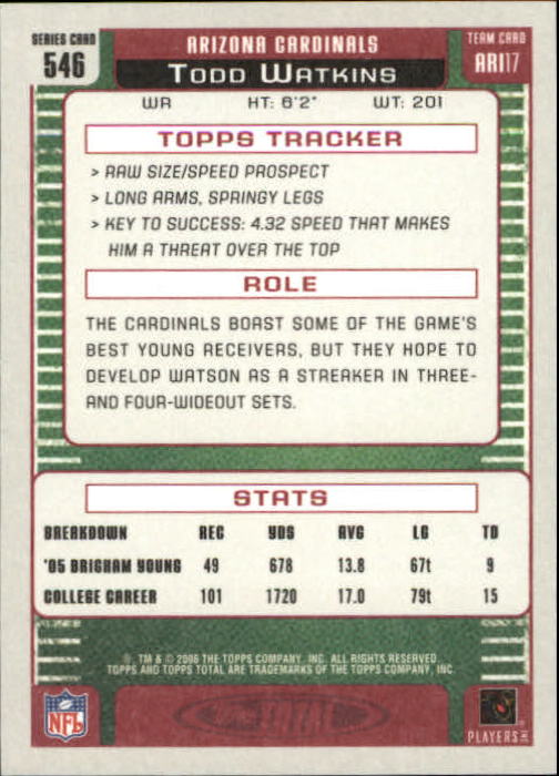B1210- 2006 Topps Total FB Cards 401-556 +Inserts -You Pick- 15+ FREE US SHIP - Picture 246 of 336