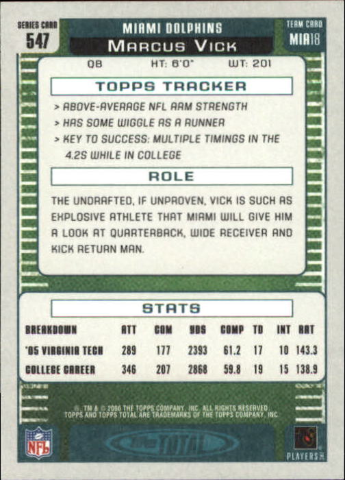 B1210- 2006 Topps Total FB Cards 401-556 +Inserts -You Pick- 15+ FREE US SHIP - Picture 248 of 336