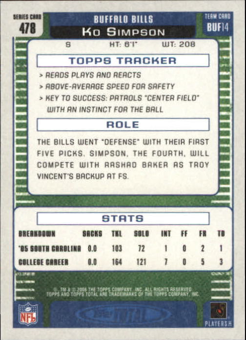 B1210- 2006 Topps Total FB Cards 401-556 +Inserts -You Pick- 15+ FREE US SHIP - Picture 266 of 336