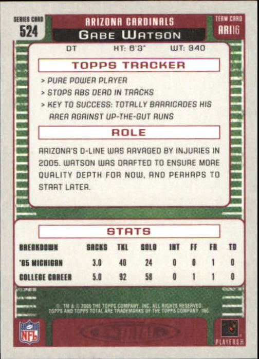 B1210- 2006 Topps Total FB Cards 401-556 +Inserts -You Pick- 15+ FREE US SHIP - Picture 268 of 336