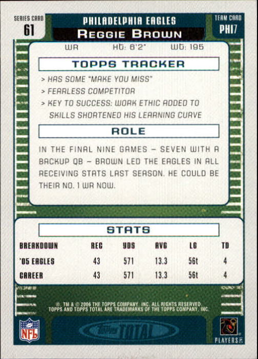 B1210- 2006 Topps Total FB Cards 401-556 +Inserts -You Pick- 15+ FREE US SHIP - Picture 274 of 336