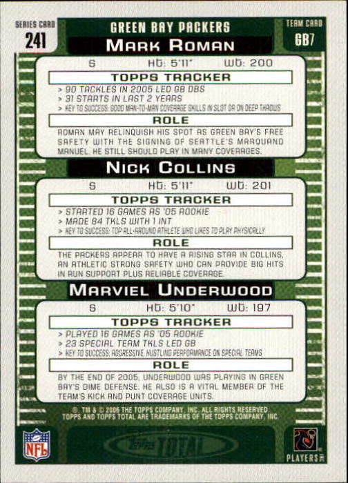 B1210- 2006 Topps Total FB Cards 401-556 +Inserts -You Pick- 15+ FREE US SHIP - Picture 278 of 336