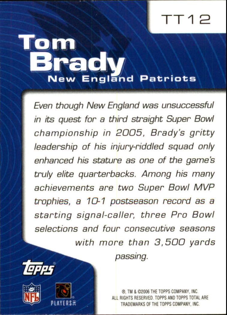 2006 Topps Total Total Topps #TT12 Tom Brady back image