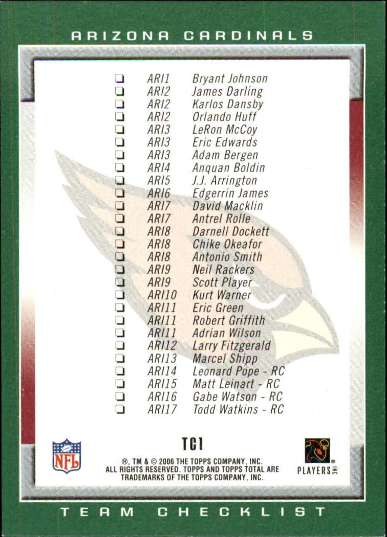 B1210- 2006 Topps Total FB Cards 401-556 +Inserts -You Pick- 15+ FREE US SHIP - Picture 324 of 336