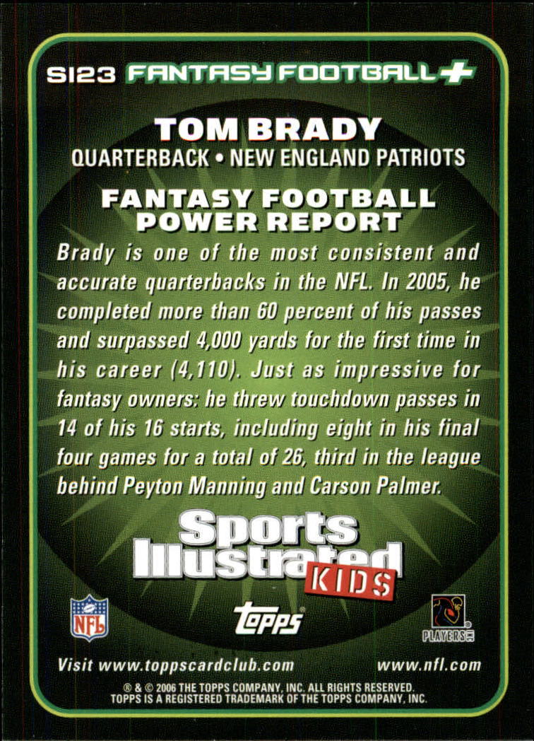 2006 Topps Total Sports Illustrated For Kids #23 Tom Brady back image