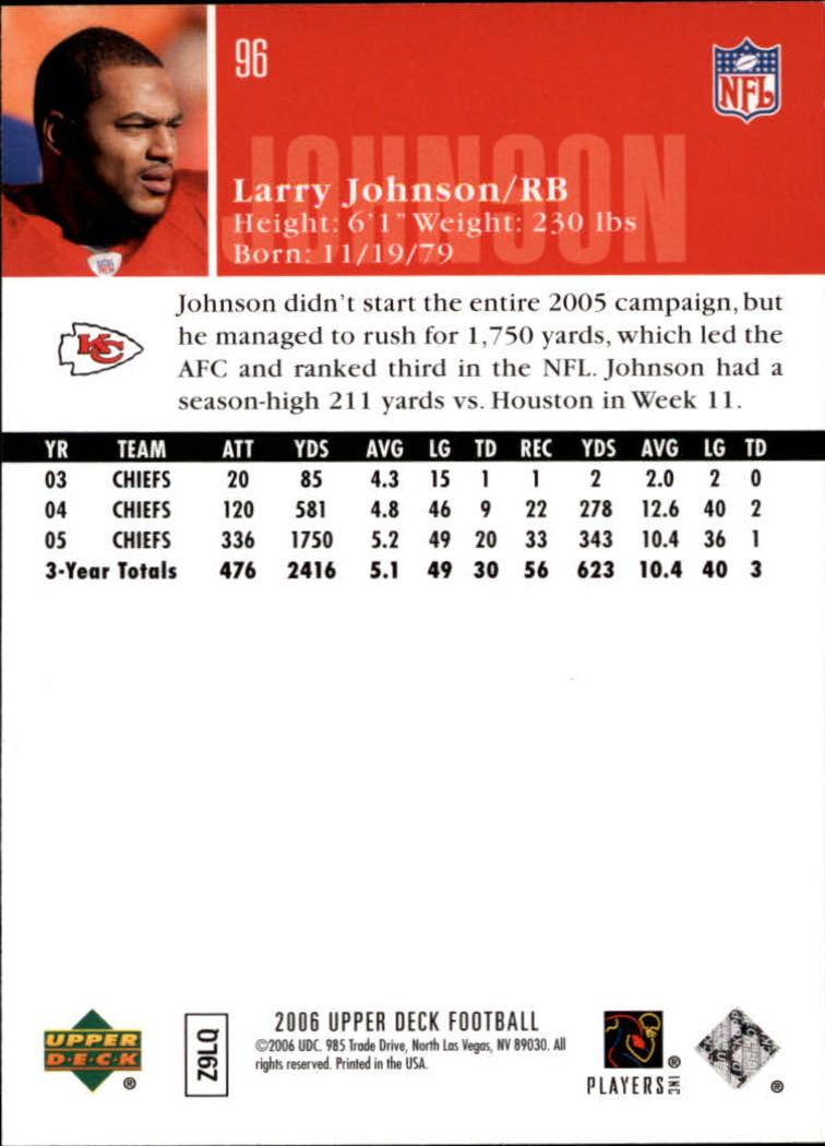 2006 Upper Deck #96 Larry Johnson back image