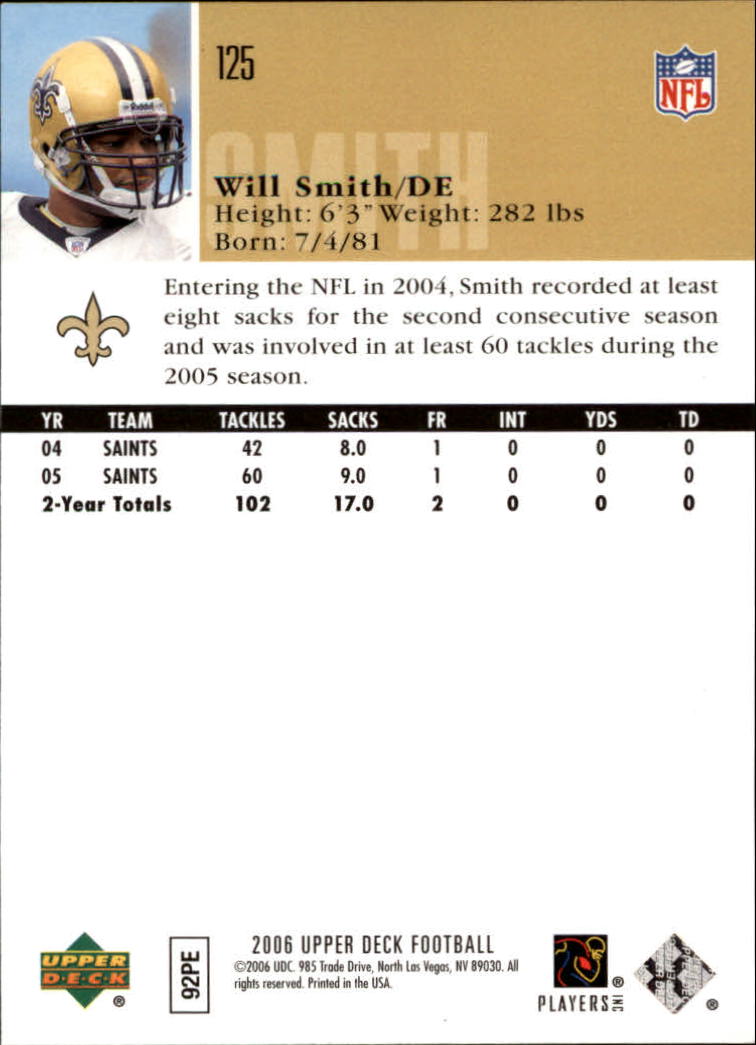2006 Upper Deck #125 Will Smith back image