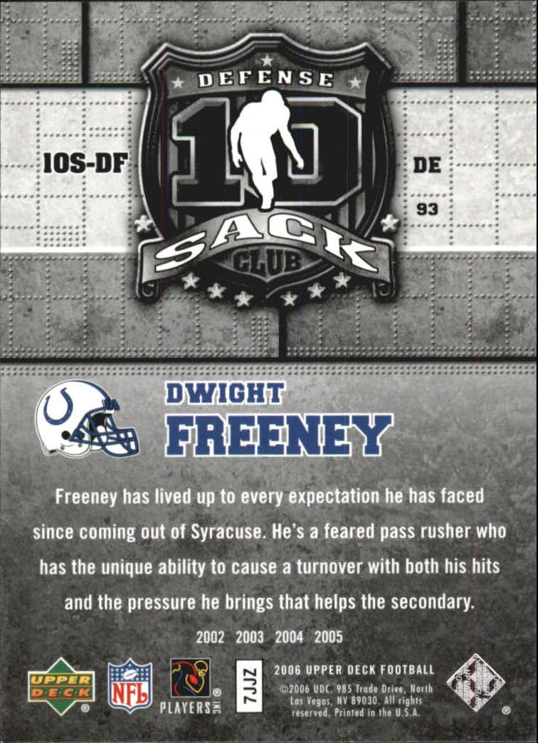 2006 Upper Deck 10 Sack Club #10SDF Dwight Freeney back image