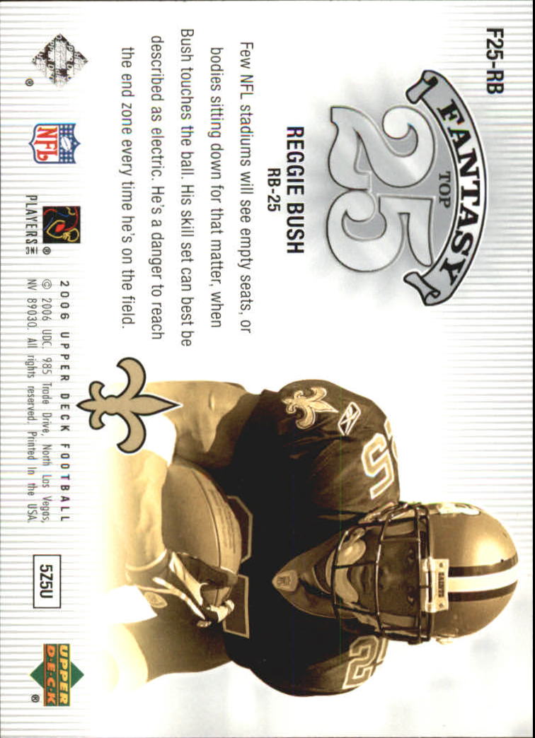 2006 Upper Deck Fantasy Top 25 #F25RB Reggie Bush back image