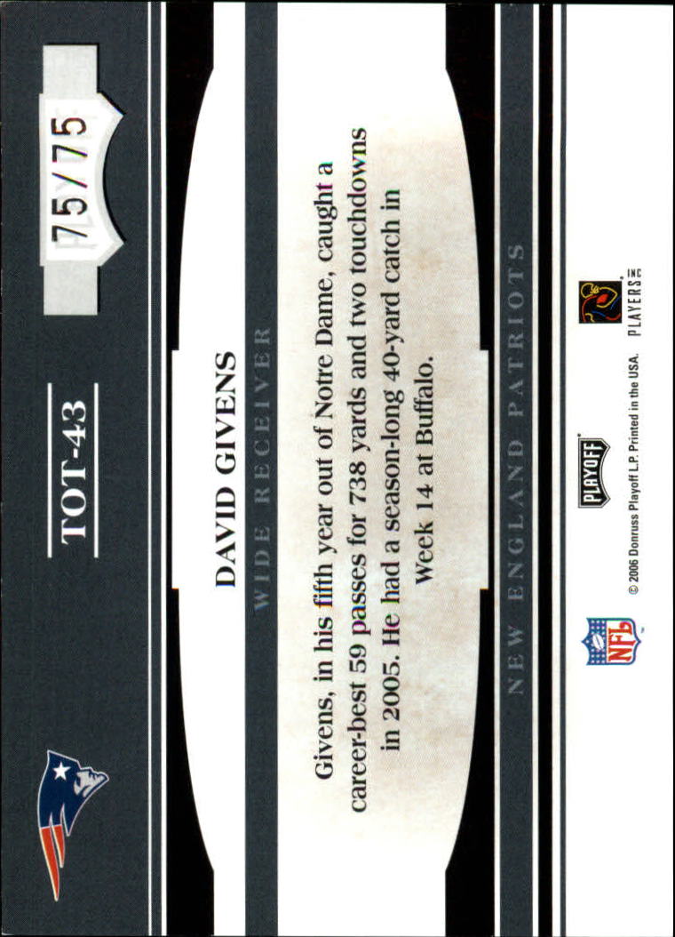 2006 Absolute Memorabilia Tools of the Trade Blue #TOT43 David Givens