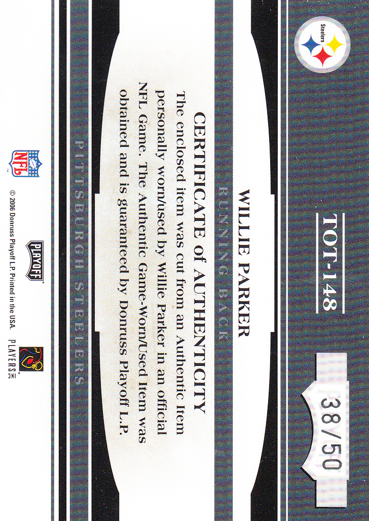 2006 Absolute Memorabilia Tools of the Trade Material Blue #148 Willie Parker