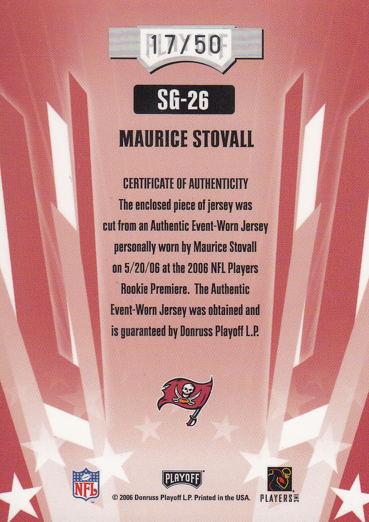 2006 Absolute Memorabilia Star Gazing Materials Prime #26 Maurice Stovall back image