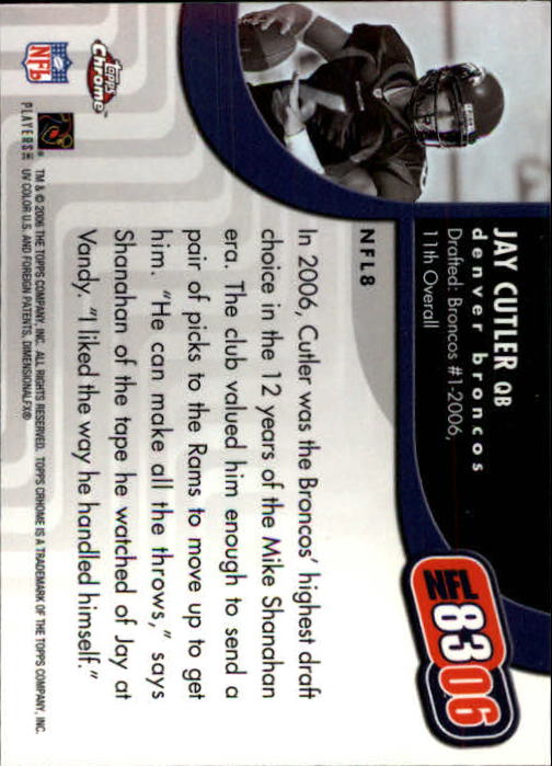 2006 Topps Chrome NFL 8306 #NFL8 Jay Cutler back image