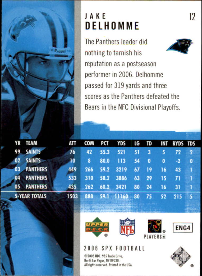 2006 SPx (Upper Deck) Football "Main Set" Cards #1 to #180 - Picture 25 of 231