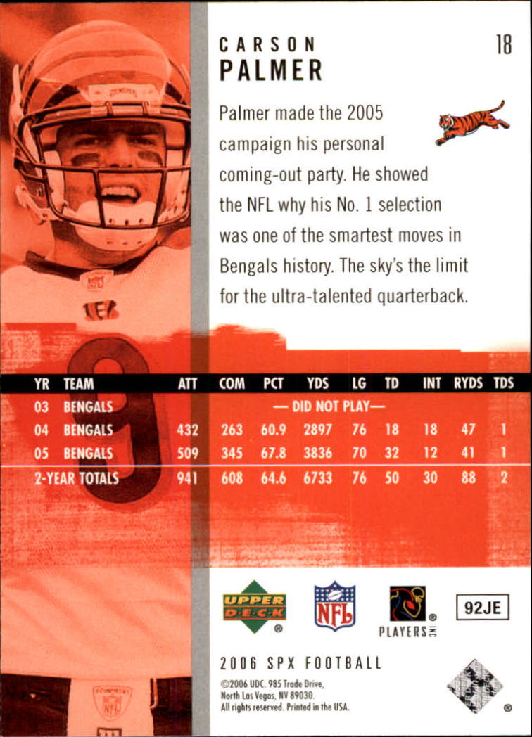 2006 SPx (Upper Deck) Football "Main Set" Cards #1 to #180 - Picture 37 of 231