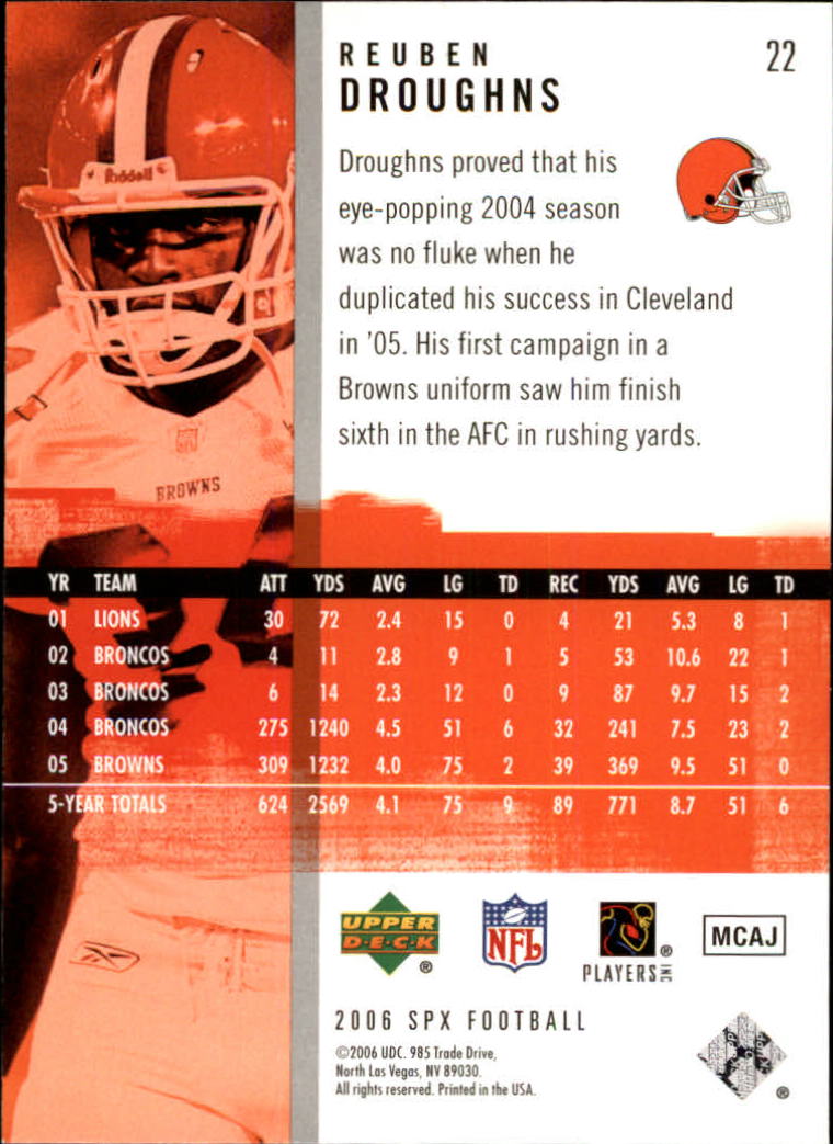 2006 SPx (Upper Deck) Football "Main Set" Cards #1 to #180 - Picture 45 of 231