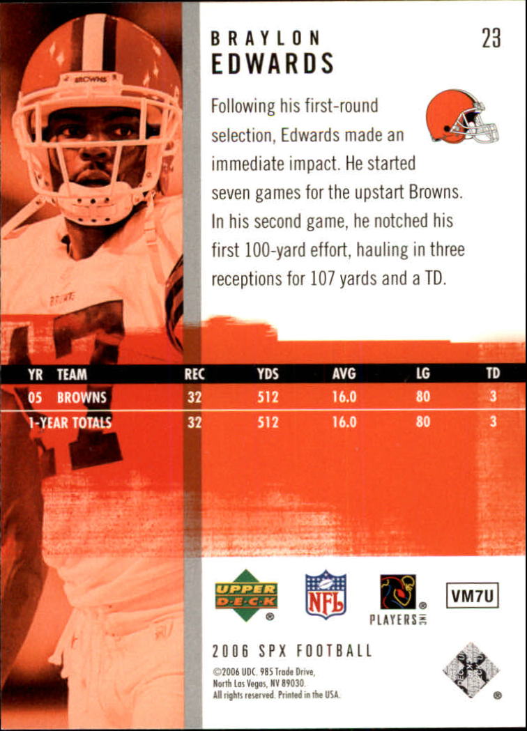 2006 SPx (Upper Deck) Football "Main Set" Cards #1 to #180 - Picture 47 of 231
