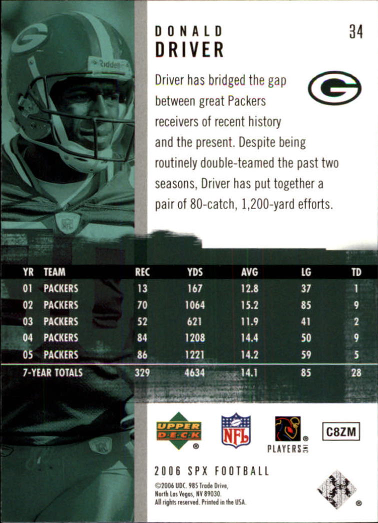 2006 SPx (Upper Deck) Football "Main Set" Cards #1 to #180 - Picture 69 of 231