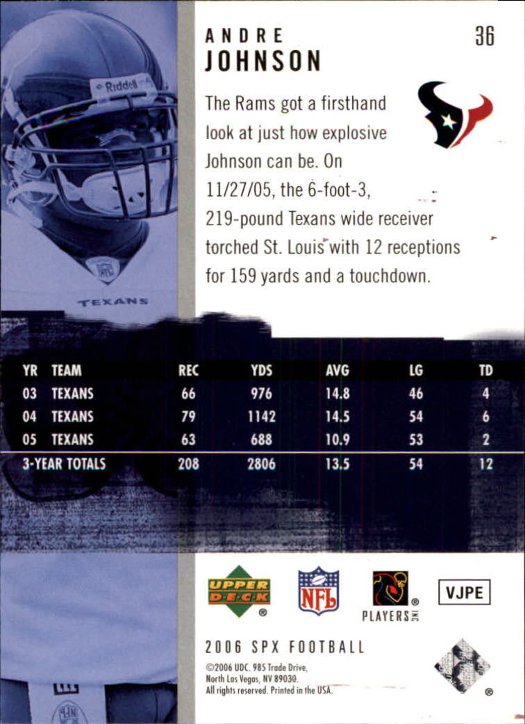2006 SPx (Upper Deck) Football "Main Set" Cards #1 to #180 - Picture 73 of 231