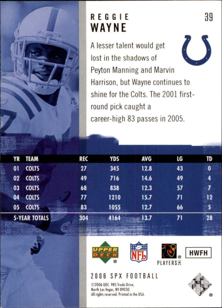 2006 SPx (Upper Deck) Football "Main Set" Cards #1 to #180 - Picture 79 of 231