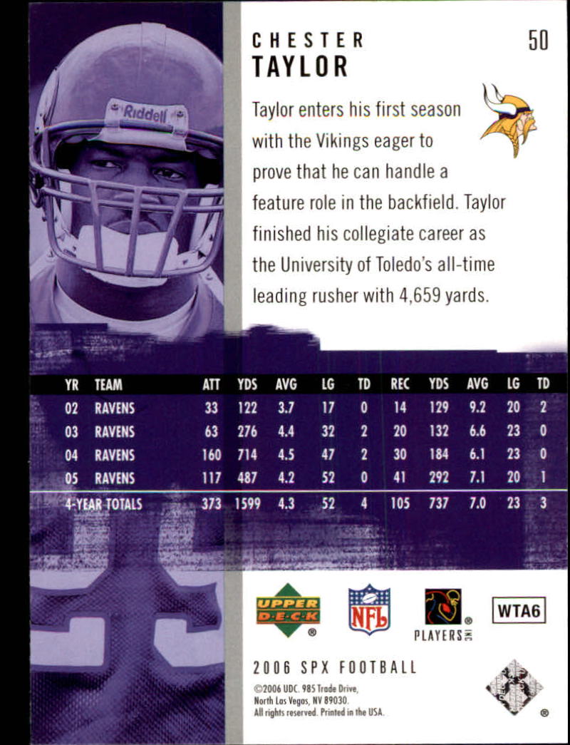 2006 SPx (Upper Deck) Football "Main Set" Cards #1 to #180 - Picture 101 of 231