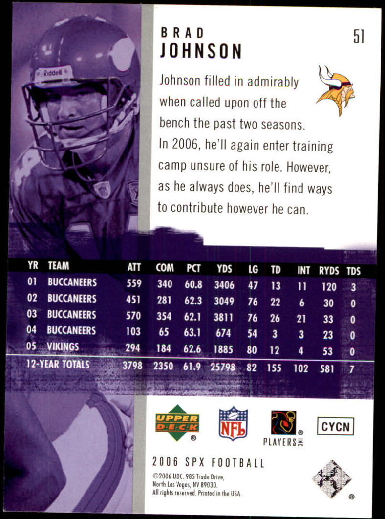 2006 SPx (Upper Deck) Football "Main Set" Cards #1 to #180 - Picture 103 of 231