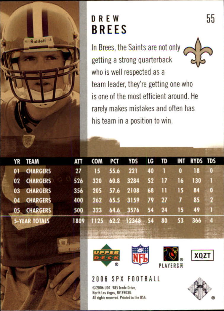 2006 SPx (Upper Deck) Football "Main Set" Cards #1 to #180 - Picture 111 of 231
