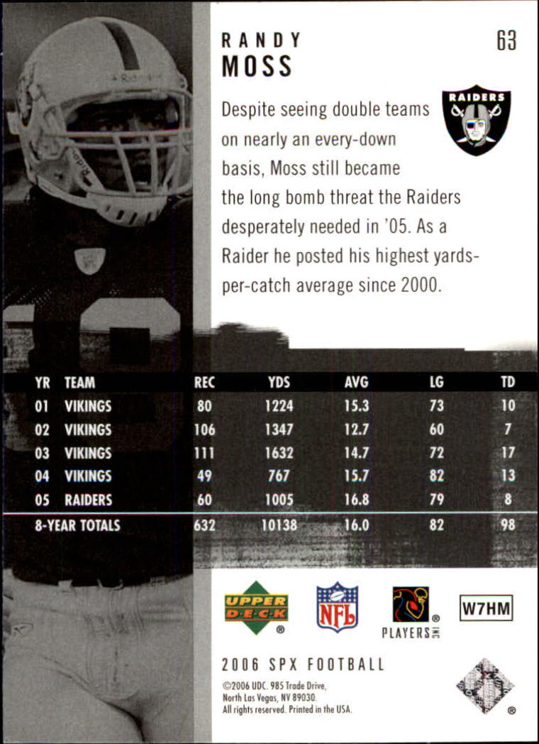 2006 SPx (Upper Deck) Football "Main Set" Cards #1 to #180 - Picture 127 of 231