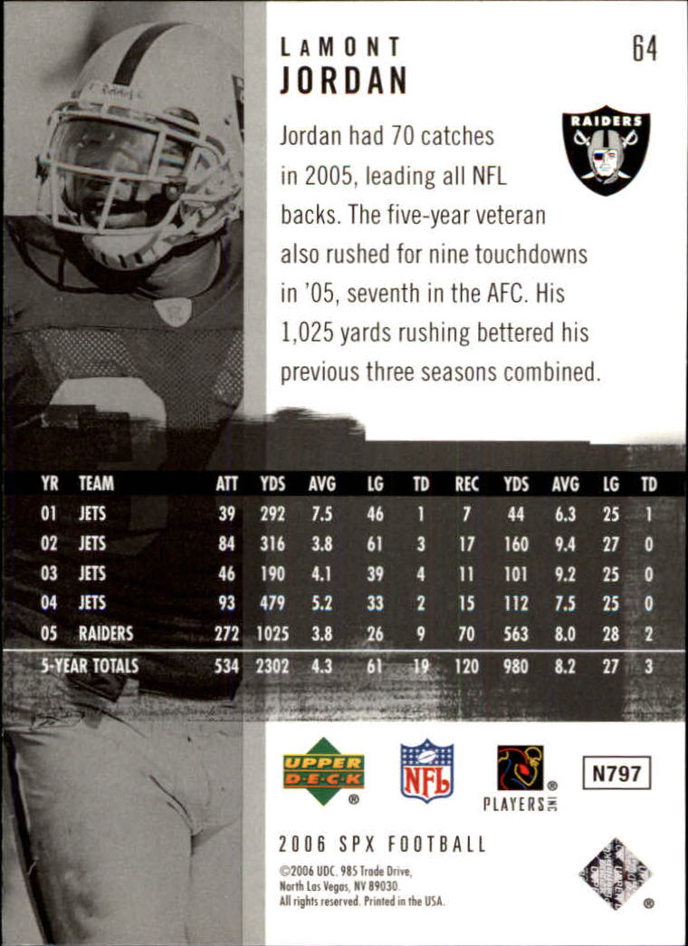 2006 SPx (Upper Deck) Football "Main Set" Cards #1 to #180 - Picture 129 of 231