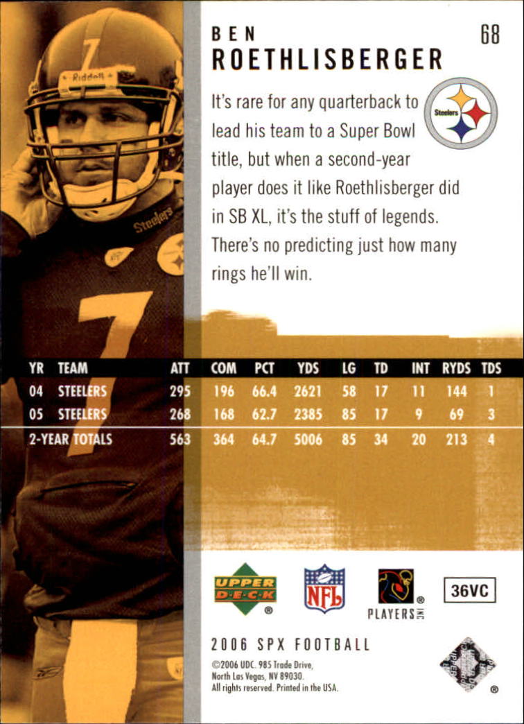 2006 SPx (Upper Deck) Football "Main Set" Cards #1 to #180 - Picture 137 of 231