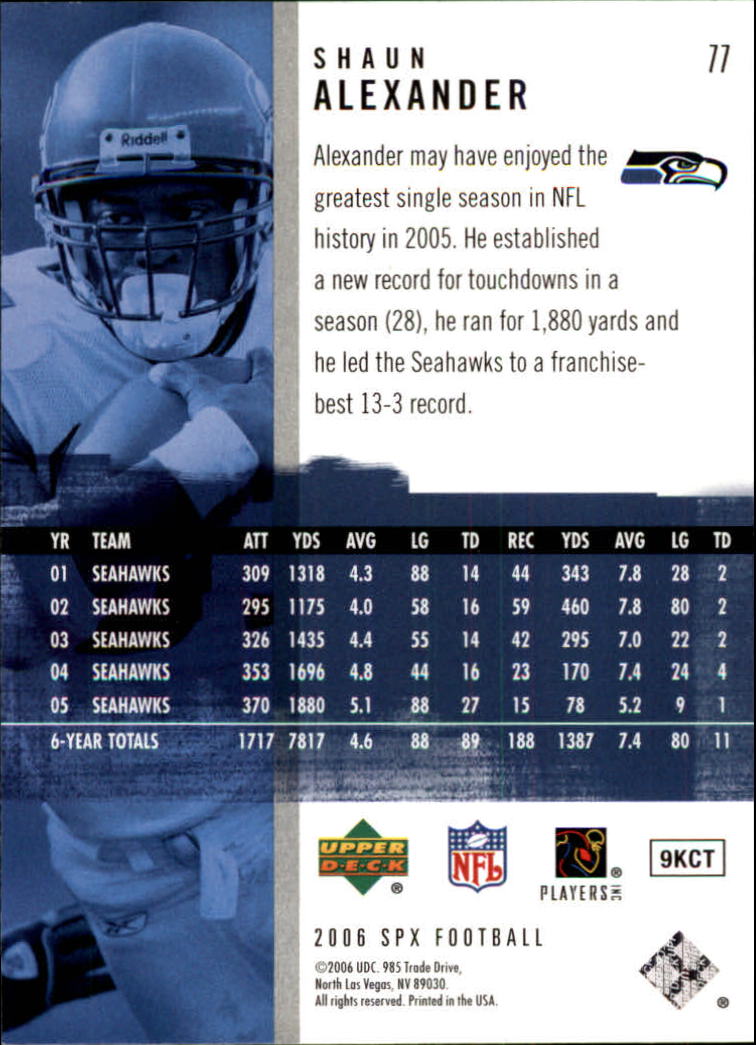 2006 SPx (Upper Deck) Football "Main Set" Cards #1 to #180 - Picture 155 of 231