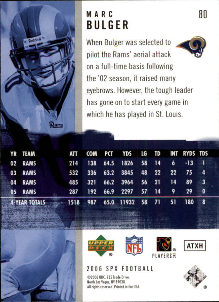 2006 SPx (Upper Deck) Football "Main Set" Cards #1 to #180 - Picture 161 of 231