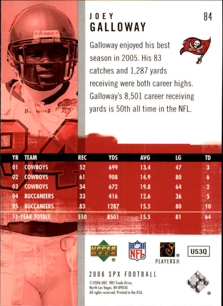 2006 SPx (Upper Deck) Football "Main Set" Cards #1 to #180 - Picture 169 of 231
