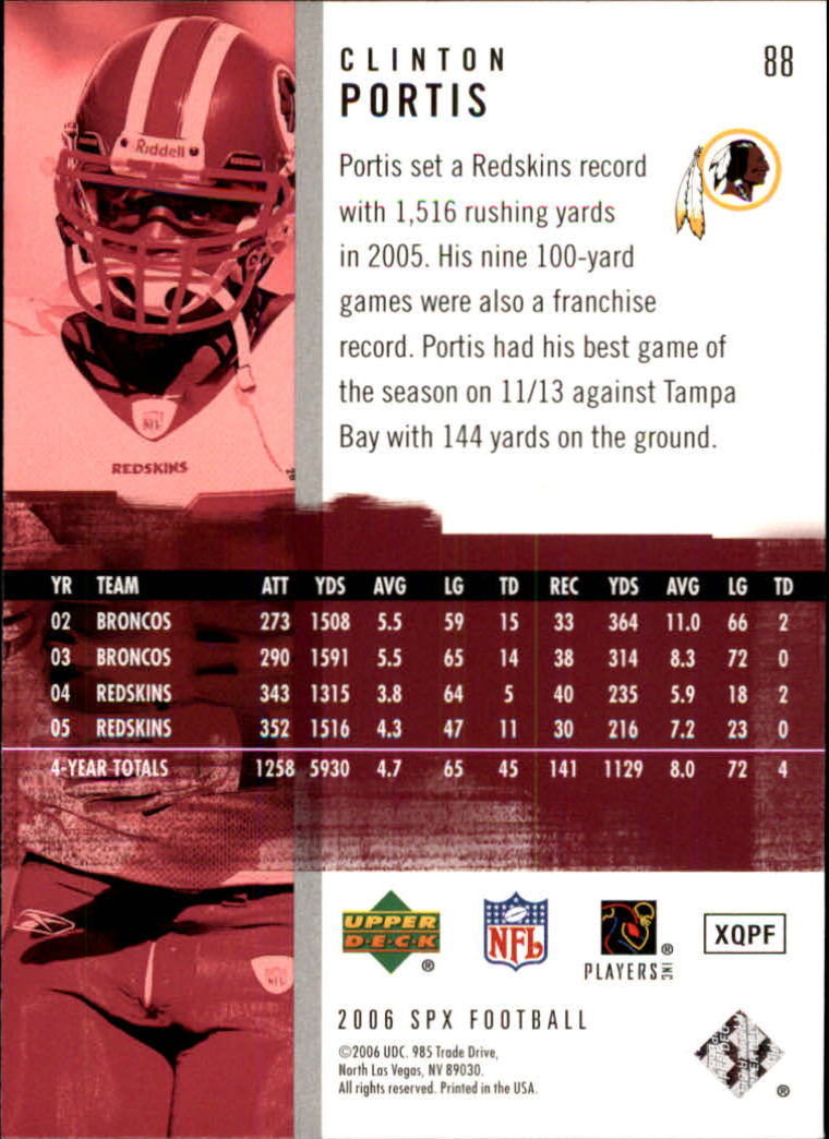 2006 SPx #88 Clinton Portis back image