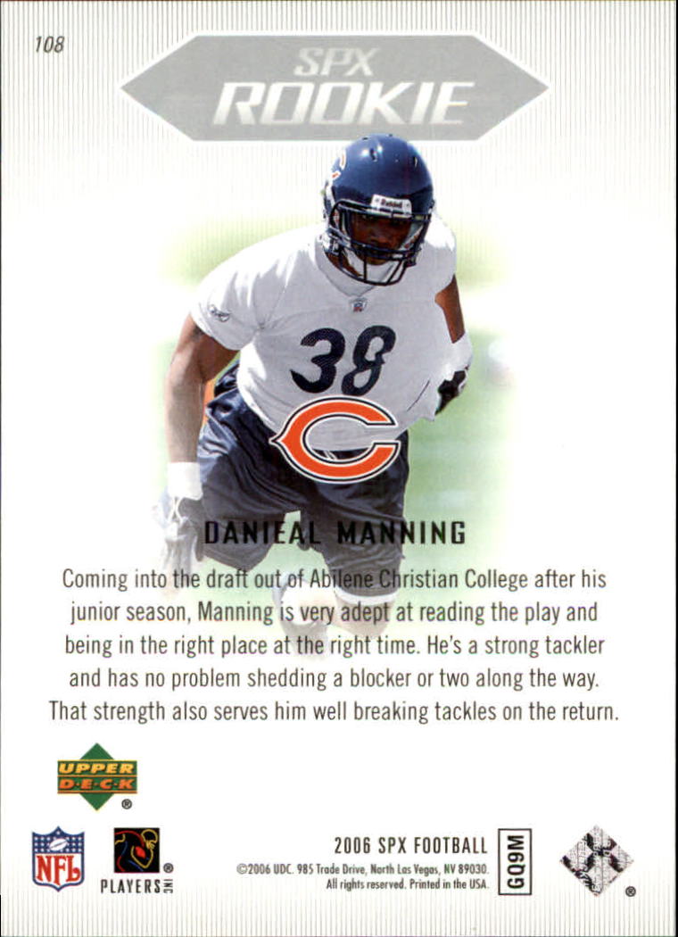 2006 SPx (Upper Deck) Football "Main Set" Cards #1 to #180 - Picture 189 of 231