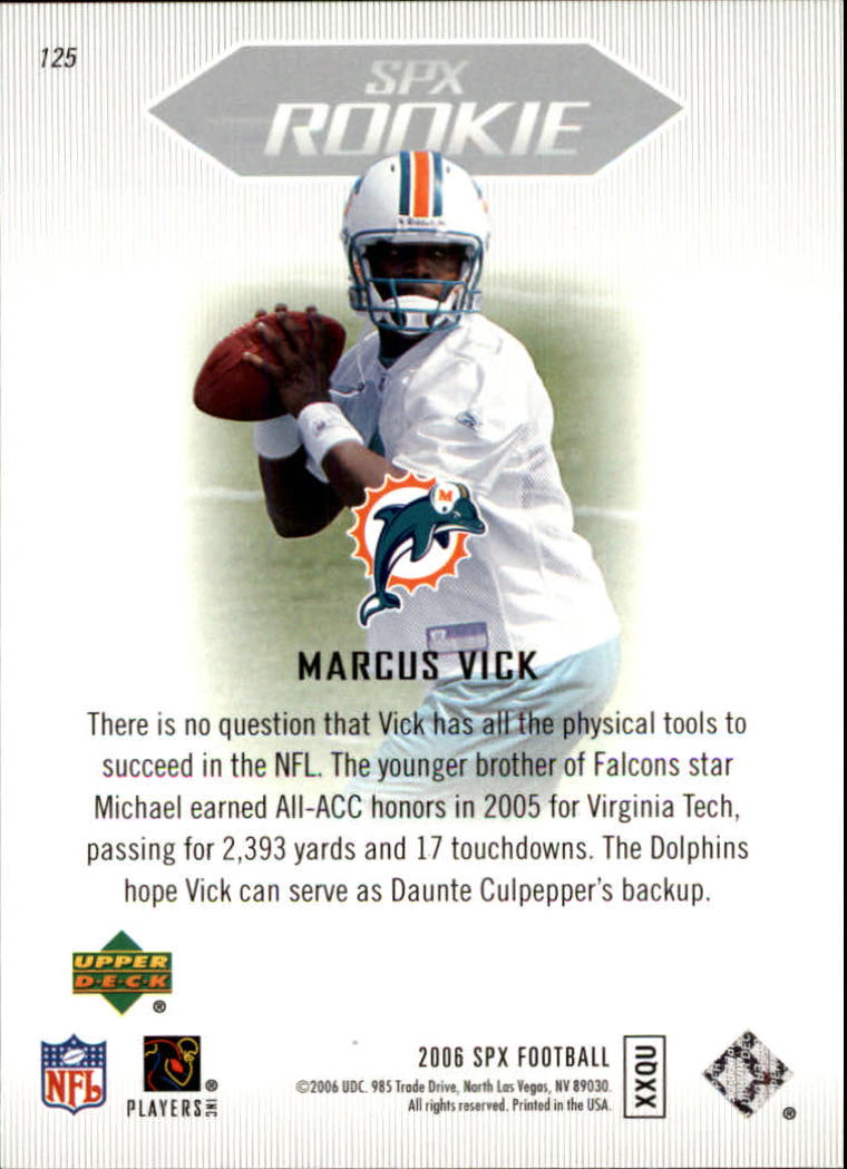 2006 SPx #125 Marcus Vick RC back image
