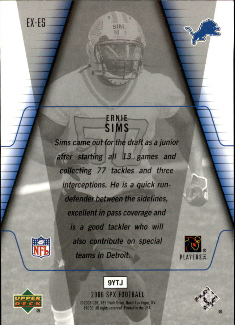 2006 SPx SPxclusives #EXES Ernie Sims back image