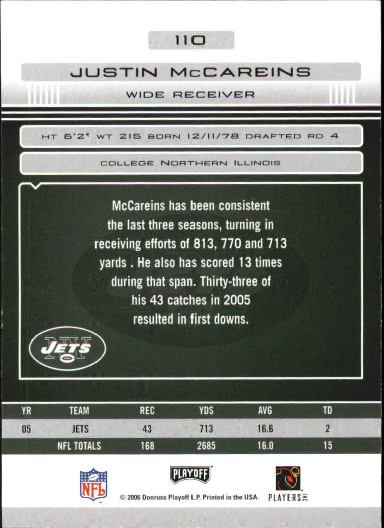 2006 Absolute Memorabilia Retail #110 Justin McCareins back image