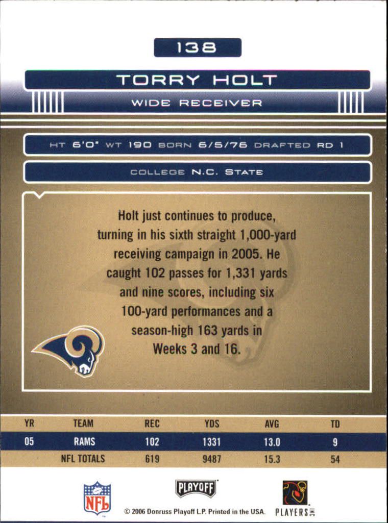 2006 Absolute Memorabilia Retail #138 Torry Holt back image