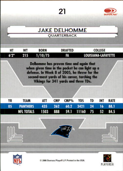 2006 Leaf Certified Materials #21 Jake Delhomme back image
