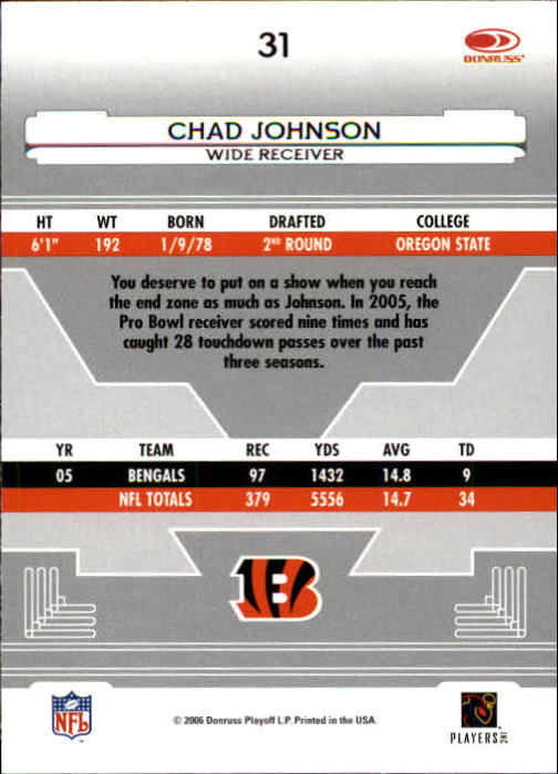 2006 Leaf Certified Materials #31 Chad Johnson back image