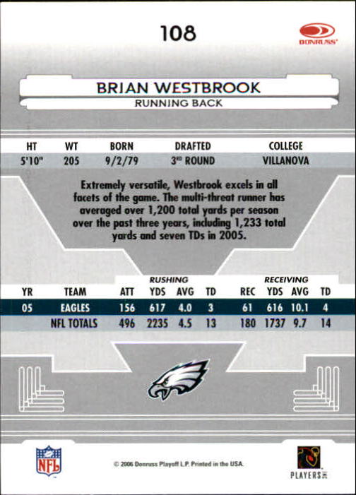 2006 Leaf Certified Materials #108 Brian Westbrook back image
