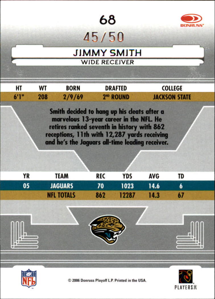 2006 Leaf Certified Materials Mirror Blue #68 Jimmy Smith back image