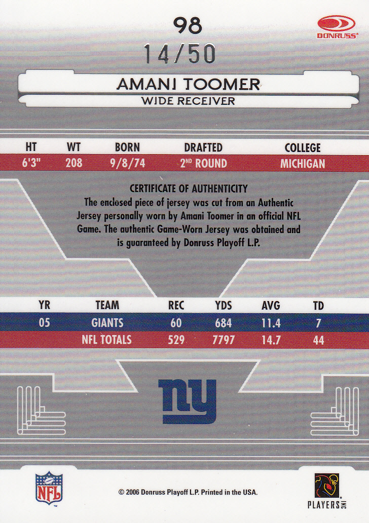 Buy Amani Toomer Cards Online  Amani Toomer Football Price Guide - Beckett