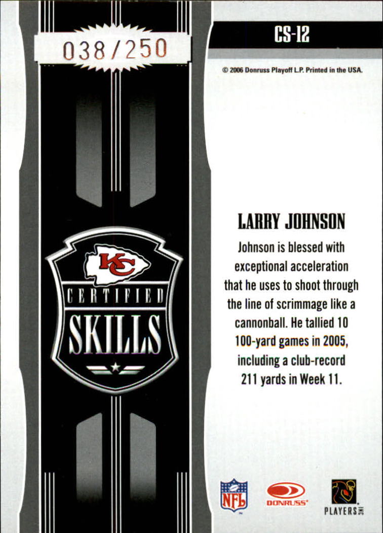 2006 Leaf Certified Materials Certified Skills Red #12 Larry Johnson back image