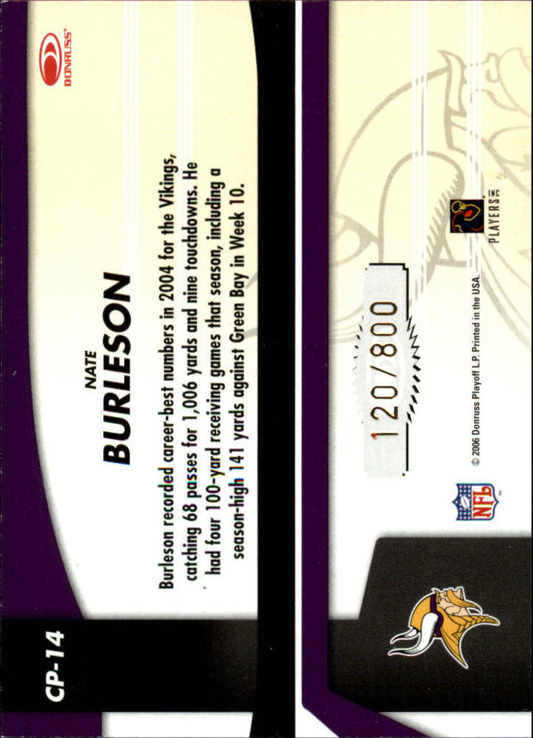 2006 Leaf Certified Materials Certified Potential Gold #14 Nate Burleson back image