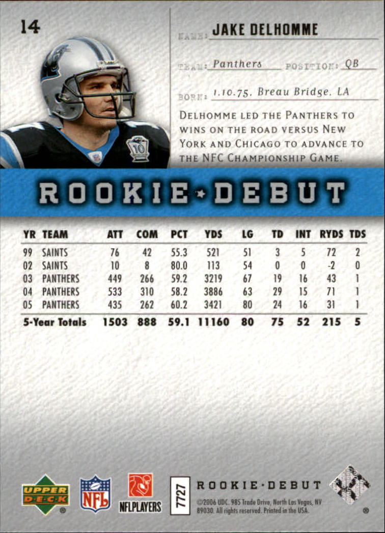 A1866- 2006 Upper Deck Rookie Debut FB +Inserts -You Pick- 15+ FREE US SHIP - Picture 27 of 359